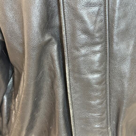 Vintage Eddie Bauer Leather Bomber Jacket Black Medium + Harley Davidson Pin - Picture 11 of 15